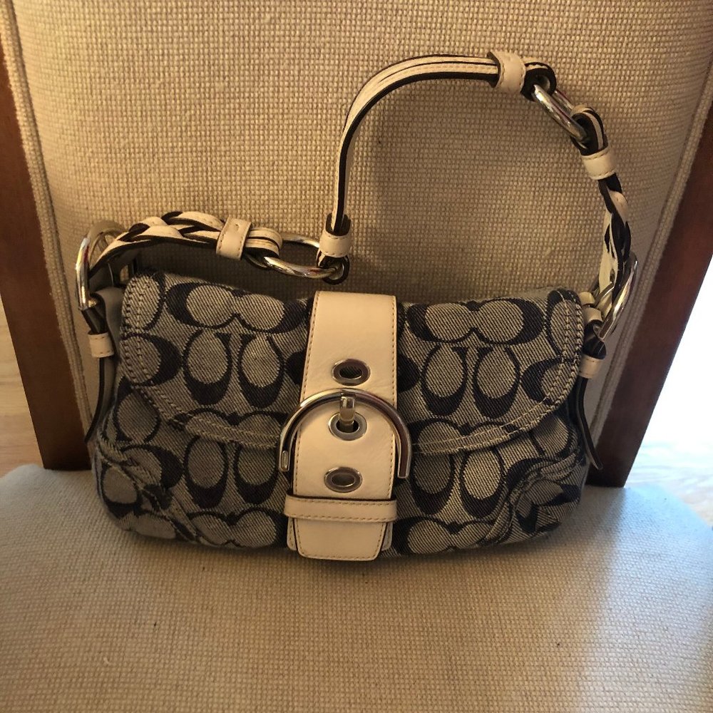 Coach Signature Mini Leather Flap Buckle Purse